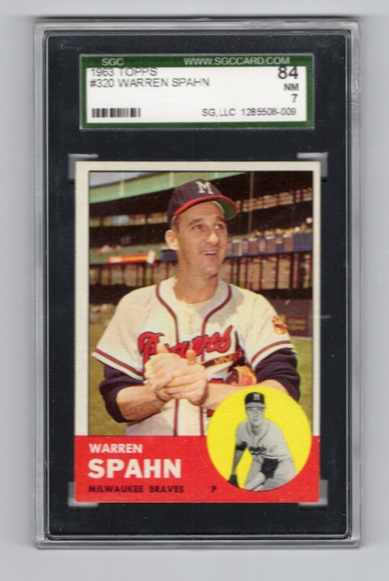1963 Topps Baseball Set Break #320 Warren Spahn SGC 7 NM
