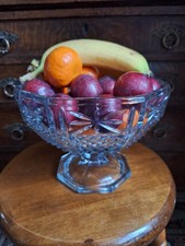 1930s Davidson Chippendale Glass Fruit bowl Vintage Antique Retro Period 