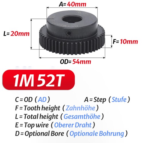 Spur Gear 1 Mod 20T-150T 45# Steel Pinion Gear With Keyway Transmission Gear - Picture 29 of 41