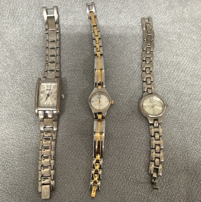 Relic Folio Women's Watch Lot 3 Quartz Analog WR 30m Silver/Two-Tone Bracelets