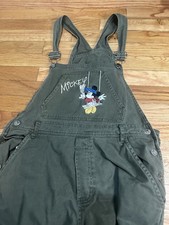 Vintage Mickey Unlimited Green Overalls Embroidered Disney 90s Large EUC