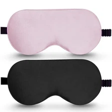 100 Real Mulberry Silk 2 Pack Sleep Mask, Natural Pure Silk Eye Masks with Ad...