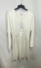 Halston Heritage Women's NWT Deep V Cocktail Dress White Dolman Sleeve Size 6