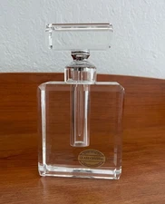 New Rectangular Art Deco Hand Cut Crystal 6" Perfume Bottle