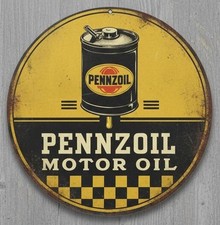 Pennzoil Motor Oil 8" Diameter Novelty Metal Sign Made In USA New!