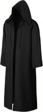 EONPOW Wizard Tunic Hooded Robe Halloween Cloak Cosplay Costumes Large, Black