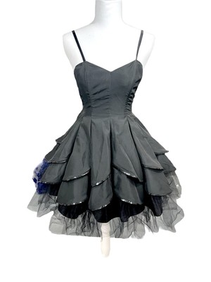 Morgan & Co. Gothic Black Swan Tulle Mesh Mini Dress Gown Formal Dark Romantic