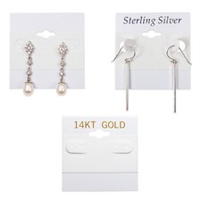 100 Pcs of White Hanging Earring Cards, Jewelry Display, Printed or Plain.