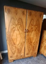 GOOD QUALITY ART DECO FIGURED WALNUT  DOUBLE WARDROBE
