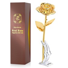 Sinvitron Gold Dipped Rose Real 24K Gold Rose, Hand Dipped One of a Kind Gold...