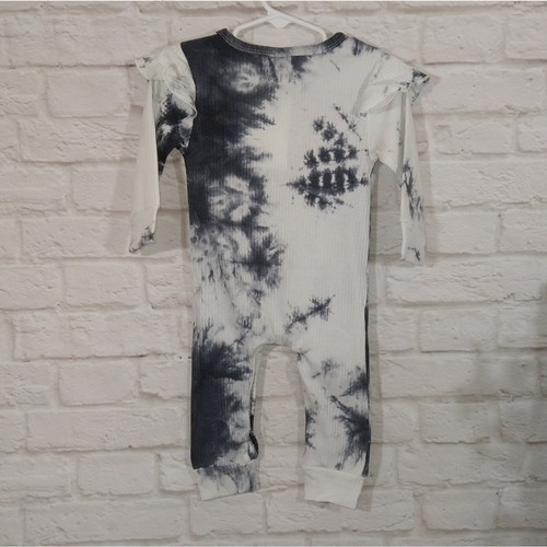 Body tuta F bambina grigio bianco tie dye a costine manica lunga nuovo con etichetta 12-18M - Foto 2 di 8
