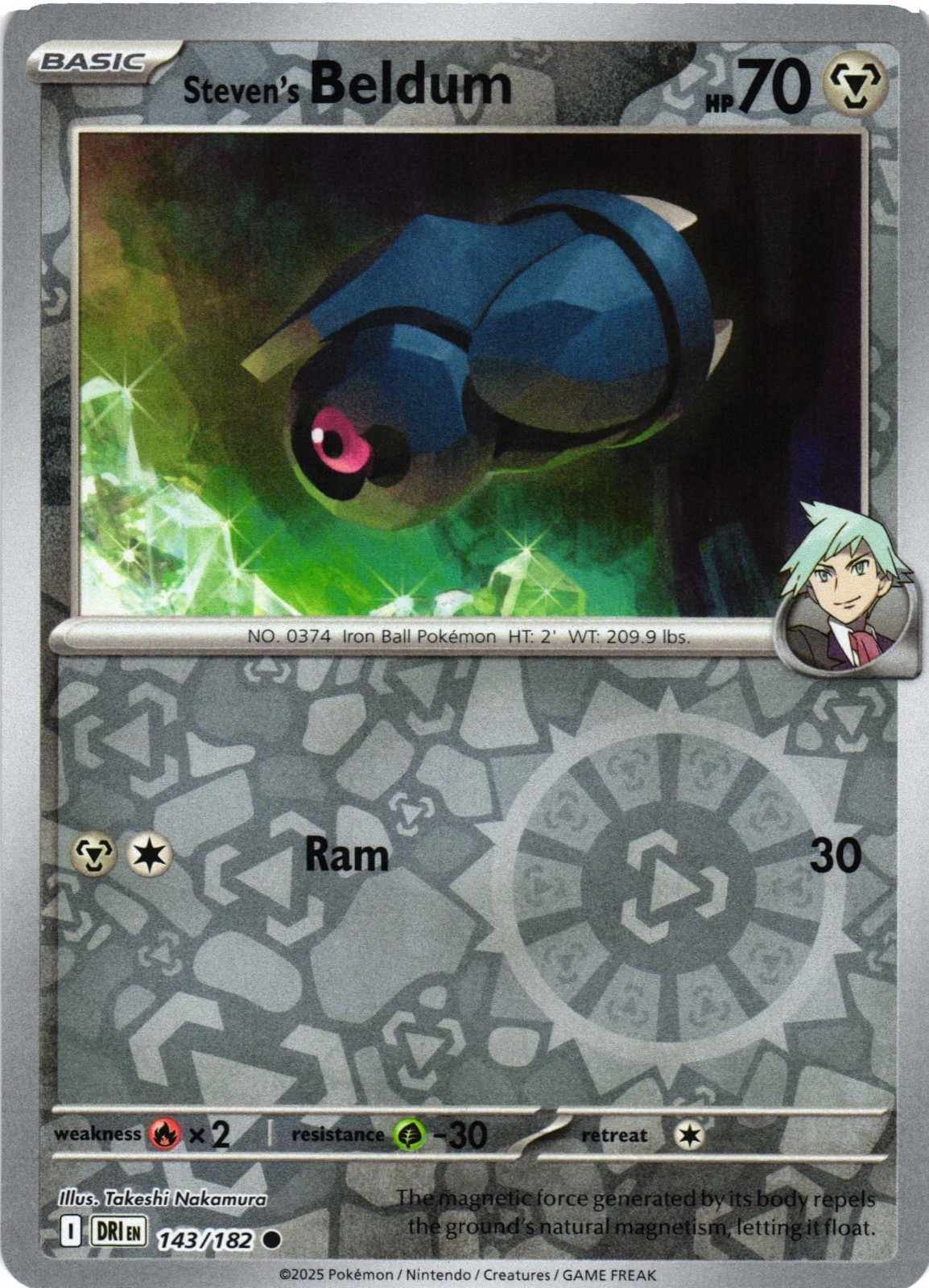 Pokémon TCG Steven's Beldum 143/182 Destined Rivals Reverse Holo NM