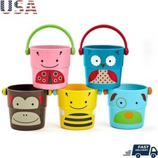 Nesting Buckets Kids Bath Toy Fun W/ Sprinkle Effects Motor Skills Development
