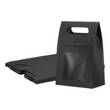 12Pcs Kraft Paper Bags 3.1x5.3x7.5 Inch Stand Up Gift Bag with Window Black