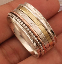 Solid 925 Silver Copper Brass Minimalist Healing Ring Handmade Unisex Thumb Ring