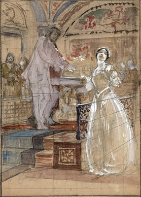 Henry James Haley (1874-1964) Aquarell Gemälde - evtl. Shakespeare Szene