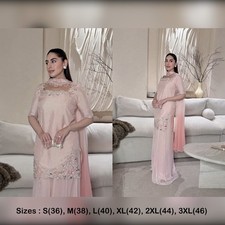 Women shining Silk Pearl Moti Work Sharara Palazzo Suit Pakistani Party Wear Set