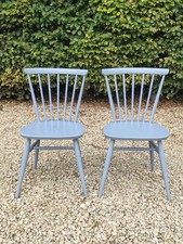  STUNNING PAIR OF ERCOL 449 BOW BACK DINING CHAIRS LAMP ROOM GREY FARROW & BALL 