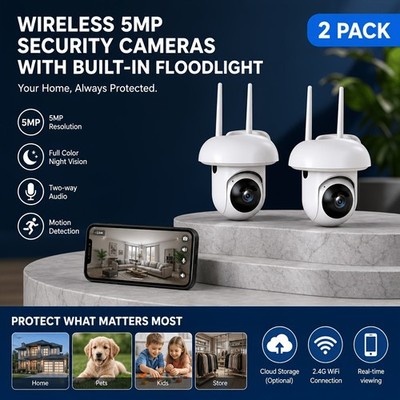 5MP Security Camera with Built-In Floodlight