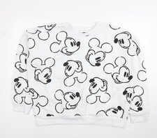 Unisex Adults UK L Regular Disney White Pullover Sweatshirt
