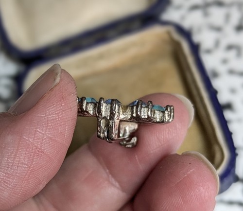40s 50s Vintage Silver Tone Lucky Horse Shoe Brooch Aurora Borealis Crystals - Picture 5 of 5