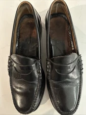 Johnston & Murphy Mastercraft Leather Penny Loafer Shoes Mens 9.5 D Black Preppy