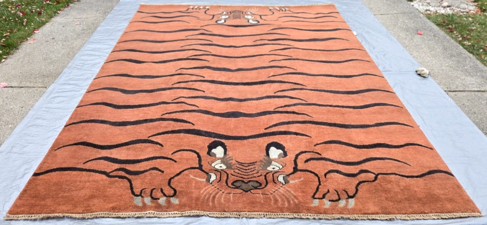 Kouang Tiala 9' x 12' Tiger rug, hand tied wool, Lemieux Et Cie by Momeni - Image 4 of 4