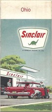 1960 SINCLAIR OIL Road Map OHIO Toledo Cleveland Dayton Columbus Cincinnati