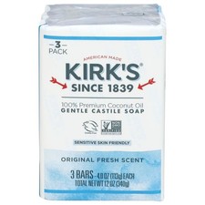 18 Kirk's 4oz Original Fresh Scent Gentle Castile Bar Soap Premium Coconut Oil