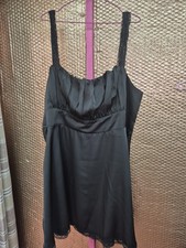 BNWT Cider Size 4XL Black Satin Sleeveless Knee Length Dress (1125/251/v)