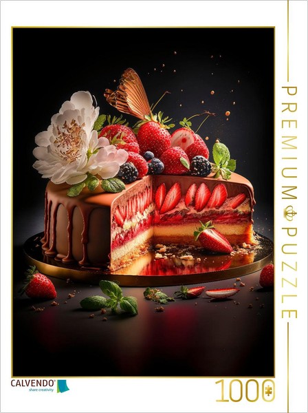 Calvendo Puzzle Strawberry Cake | 1000 Pieces, Finished Size 25.2 × 18.9 In (64-image