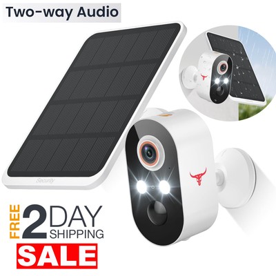 Camaras De Seguridad 2.4GHz Inalambrica Con Audio Panel Solar Para Casa Exterior