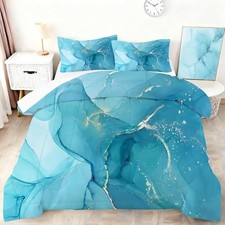 Blue Marble Printed Comforter Sets Size, Retro Style King Marble Blue-a