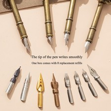 1 Stück Vintage Feder Dip Pen Set Für Kalligraphie In Rot