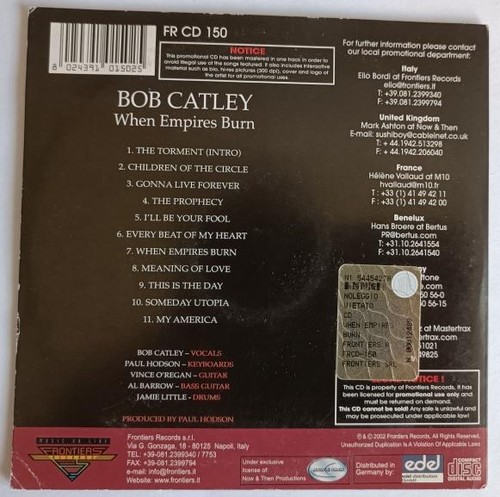 Bob Catley – When empires burn 2002 (CD), promo - Imagen 2 de 2