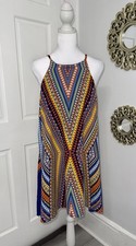 Silvergate Multicolor Geometric High Neck Shift Strappy Summer Dress Size M