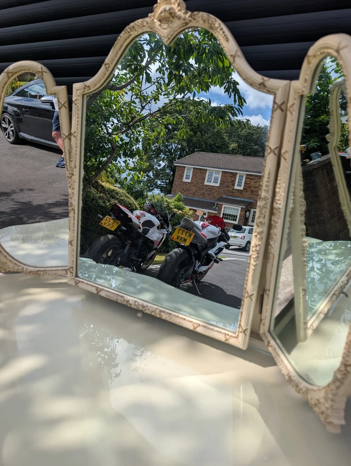 French Louis Style Dressing Table Stool & Bedside Table Cream Shabby Chic - Image 4 of 4