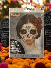 Sugar Skull Glitter Face Tattoos 18 Tattoos NEW