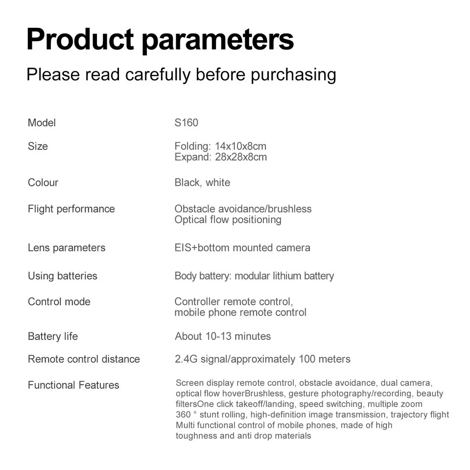 NEW IN ORIGINAL BOX S160 Drone 4K Dual Camera Obstacle Avoidance RC with Screen - Image 4 of 4