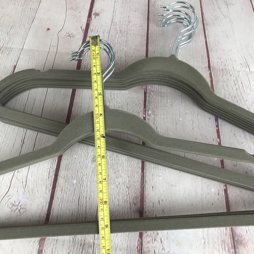 Velvet Suit Hangers 10 Each Heavy Duty Non Slip Premium Gray Green - Picture 3 of 7