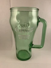 2 Vintage Dallas Cowboys CocaCola Whataburger Green Drinking Glasses with Handle