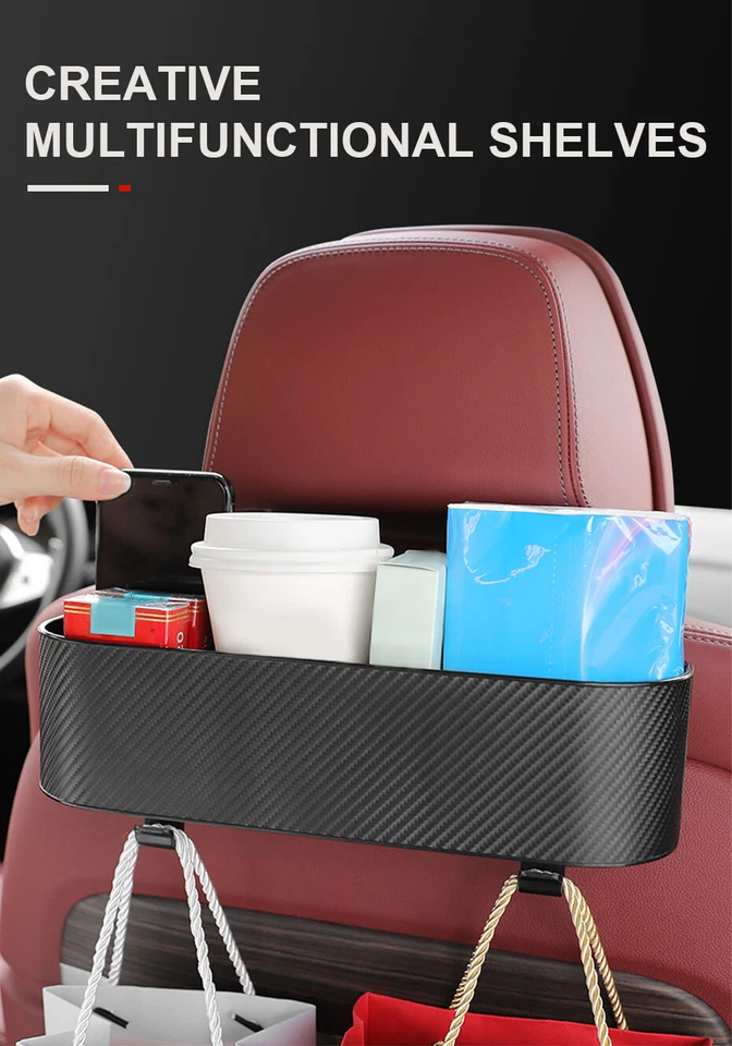 Organizador de respaldo de asiento de coche caja de almacenamiento organizador de bolsillo taza soporte para teléfono accesorio Foto 3 de 4