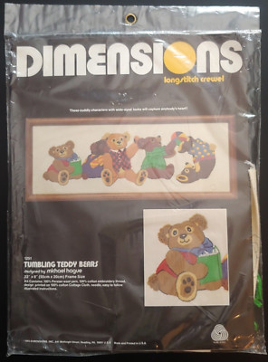 Dimensions #1251 Tumbling Teddy Bears Long Stitch Crewel Cross Stitch 22''x8''