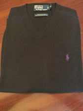 Polo Ralph Lauren Sweater  Black  100 Pima Cotton  Purple Pony  Medium