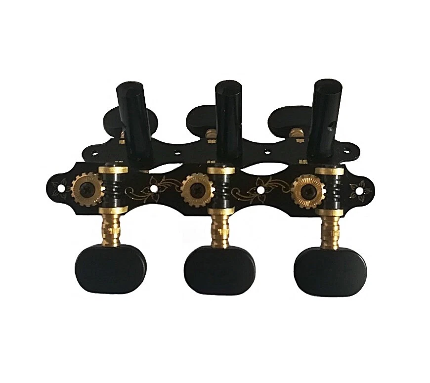 VAN GENT CLASSICAL GUITAR MACHINE HEADS 400 BLACK BUTTONS AND ROLLERS - Image 3 of 4