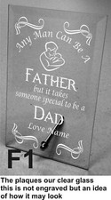 Plain or Engraved Personalised Glass Plaque Fathers Day