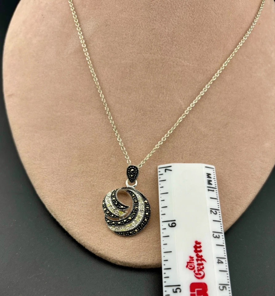 Collar Colgante Lia Sophia Tono Plata Genuino Marcasita Foto 4 de 4