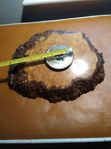 Vtg Oregon liveedge burl Myrtwood slab wall weather station thermometer hanging  - Afbeelding 6 van 6