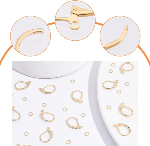 1 Box 20Pcs Leverback Earring Findings 18K Gold Plated French Earring Hooks 15.6 - Picture 4 of 7