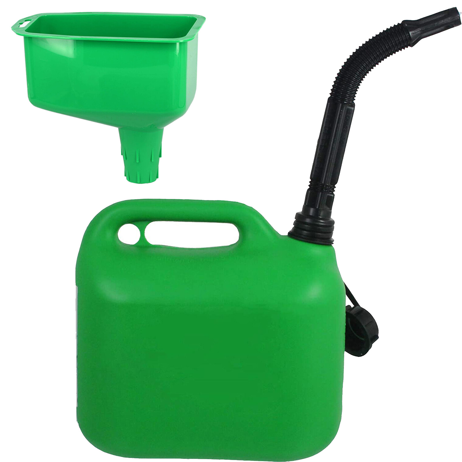 Fuel Can 5L Large Plastic Petrol Diesel Car Jerry Can Spout Green + Funnel